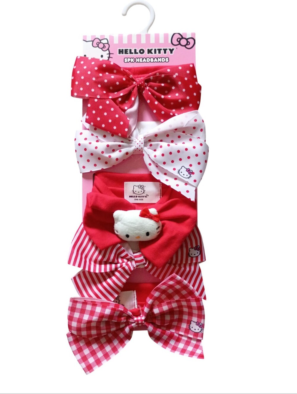 Hello Kitty Pink & White Bow Headband Set 5pcs